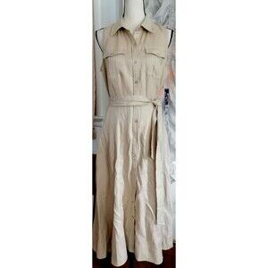 Linen Shirt Dress Women Size 10 Sleeveless A Line NWT